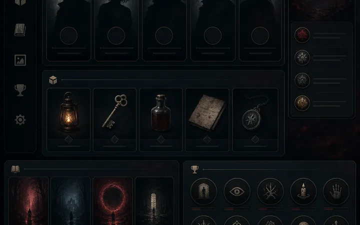 Scary Game 2 wiki card visual for characters, items, and endings
